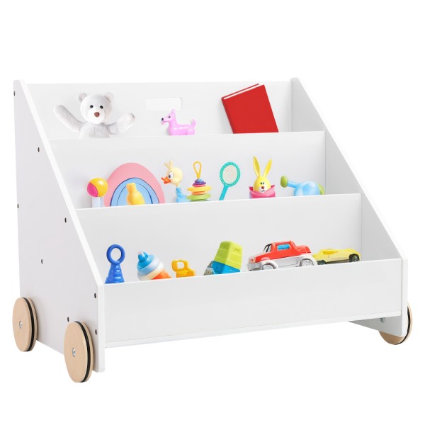 Bibliotecă pentru copii cu roţi, albă, BERUS