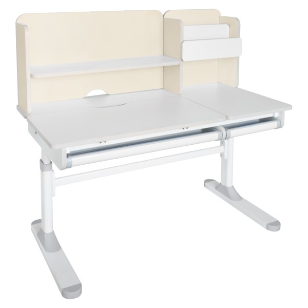 Birou crescător, natural/alb, LEDIN