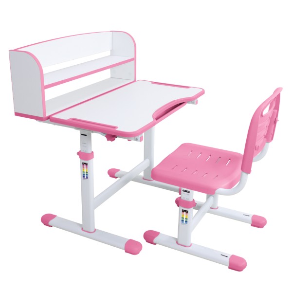 Birou şi scaun pentru creştere, roz/alb, set ZION