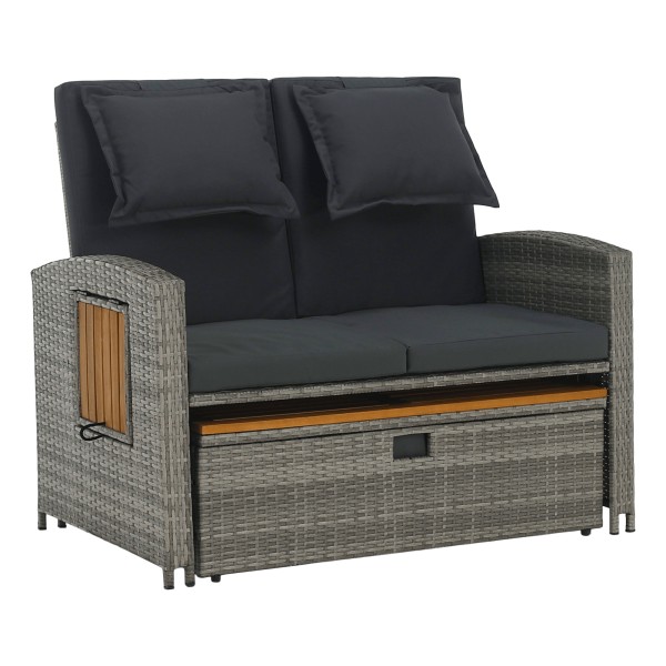 Canapea de grădină din ratan, gri/natural, MALORY