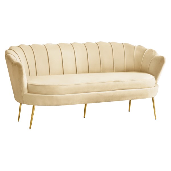 Canapea de lux, cu 3 locuri, ţesătură Velvet bej/auriu, Art-deco, NOBLEO TYP 2