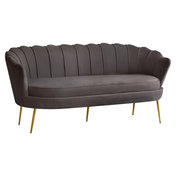 Canapea de lux, cu 3 locuri, ţesătură Velvet gri-maro/auriu, Art-deco, NOBLEO TYP 2