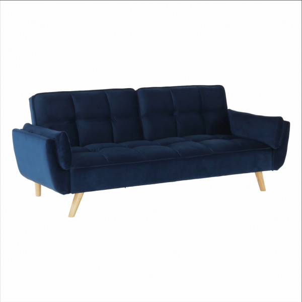 Canapea extensibilă, catifea albastru regal/ stejar, FILEMA