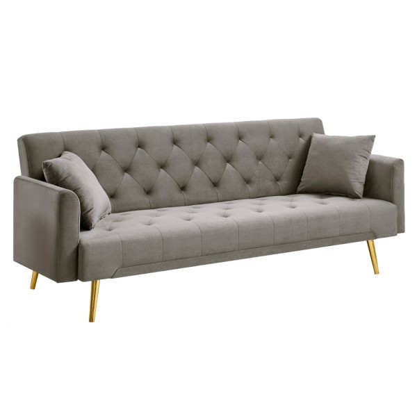 Canapea extensibilă, gri-maroniu Taupe/gold crom-auriu, ALISIA