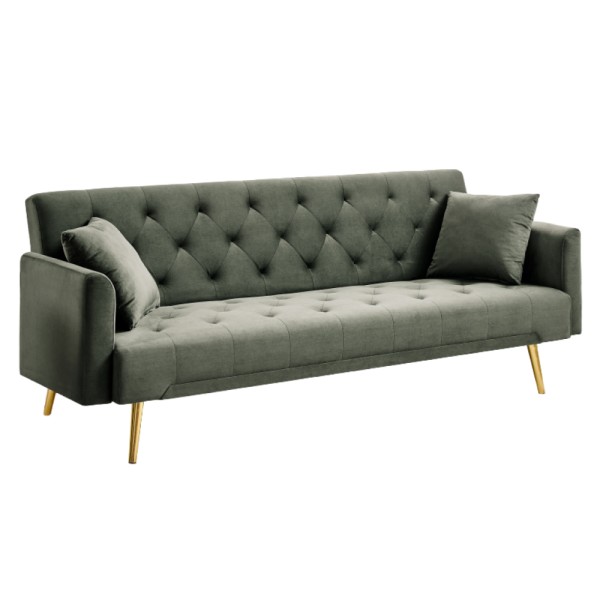 Canapea extensibilă, verde închis/gold crom-auriu, ALISIA