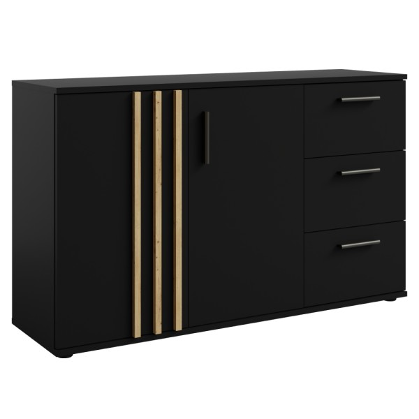 Comodă, 2D3S, neagră/stejar artisan, TOLIS TYP 3