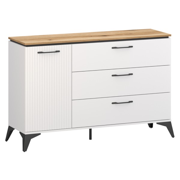 Comodă, alb/stejar evoke, VELIS 1D3S