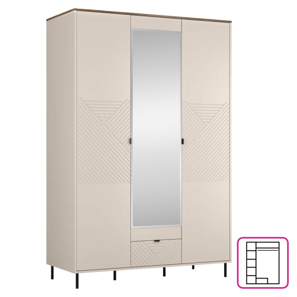 Comodă, caşmir/stejar castello, EYCO 3D1S