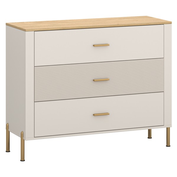 Comodă, caşmir/stejar de piatră, RUNOL 3S