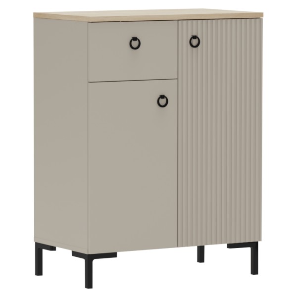 Comodă, gri-maroniu Taupe/stejar silverjack, DOMCA 2D1S