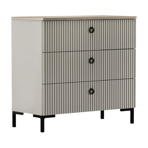 Comodă, gri-maroniu Taupe/stejar silverjack, DOMCA 3S