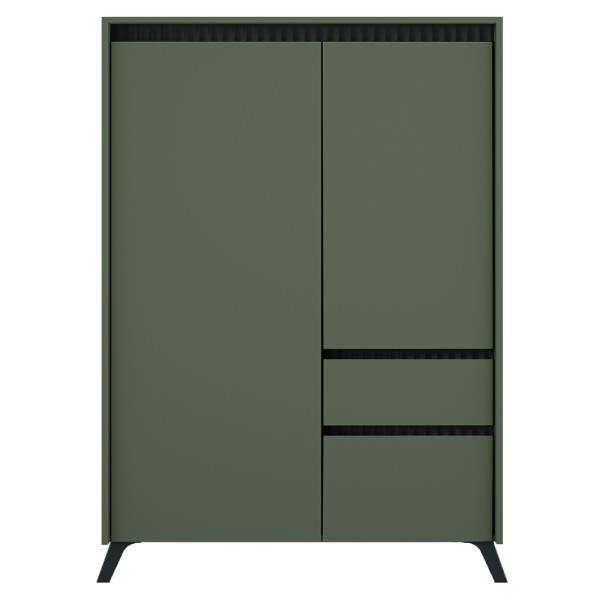 Comodă, verde smoke/negru, LONGY REG2D1S1K
