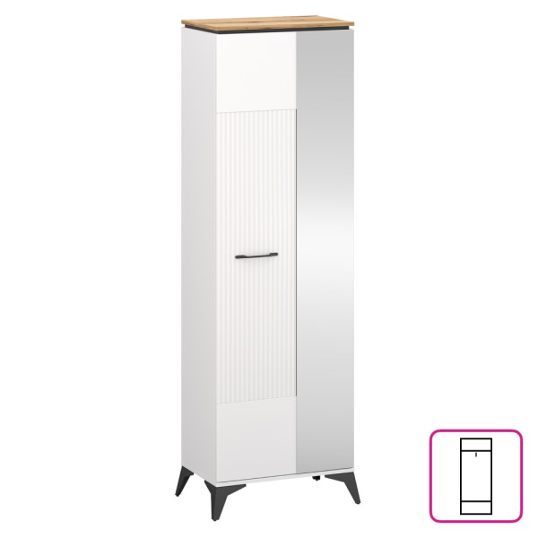 Dulap cu oglindă, alb/stejar evoke, VELIS 1D/40