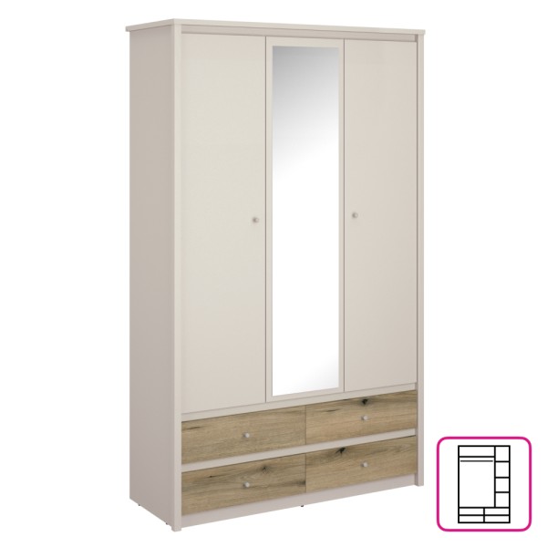 Dulap cu oglindă, caşmir/stejar evoke, KAROS 3D4S