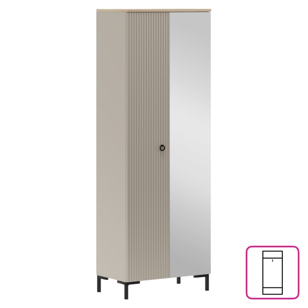 Dulap cu oglindă, gri-maroniu Taupe/stejar silverjack, DOMCA 2D