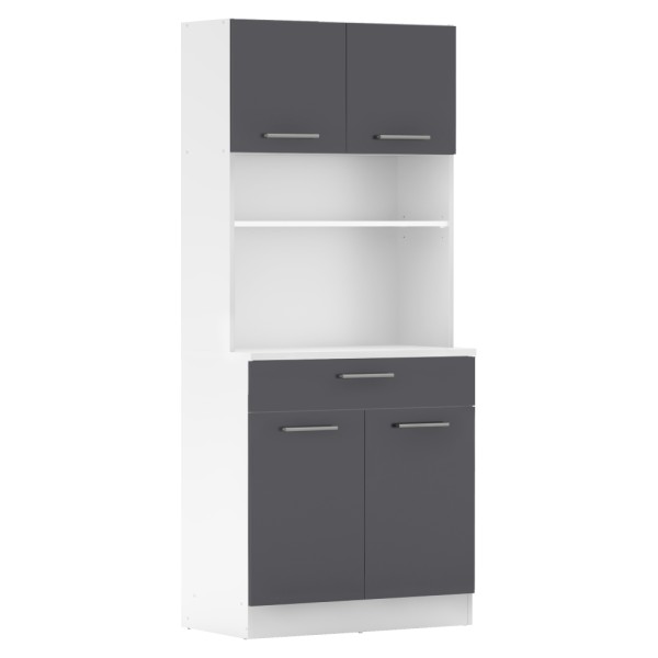 Dulap de bucătărie cu patru uşi, alb/grafit, DOMIS NEW