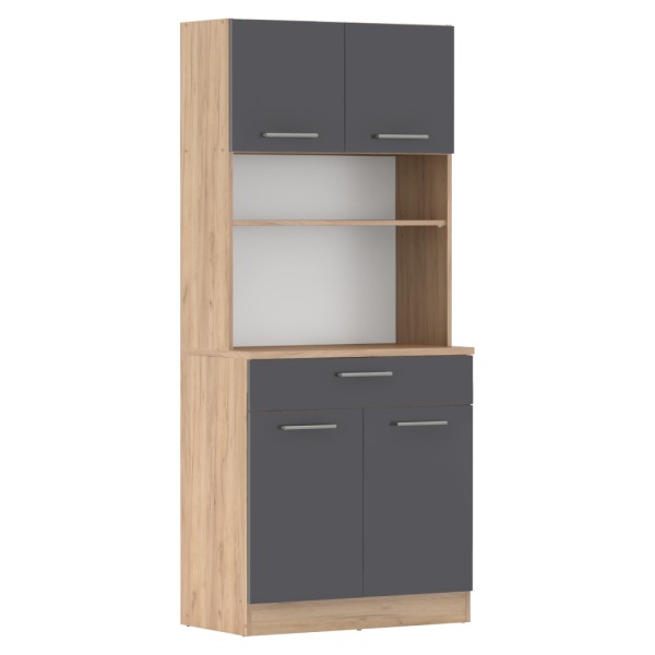 Dulap de bucătărie cu patru uşi, stejar artisan/grafit, DOMIS NEW