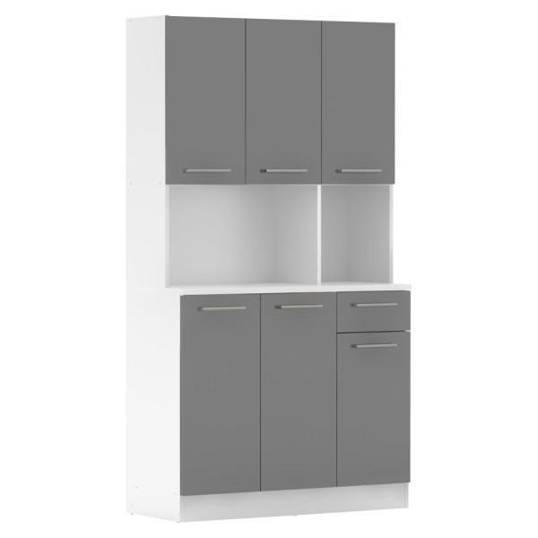 Dulap de bucătărie cu şase uşi, alb/grafit, PELION NEW
