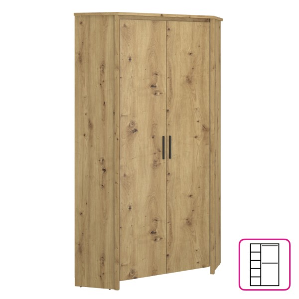 Dulap de colţ 2D, stejar Artisan, AIRON