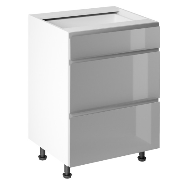 Dulap inferior, alb/gri extra lucios HG, AURORA D60S3