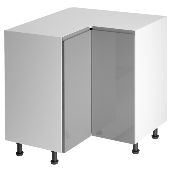 Dulap inferior de colţ, alb/ gri lucios, bucătăria AURORA