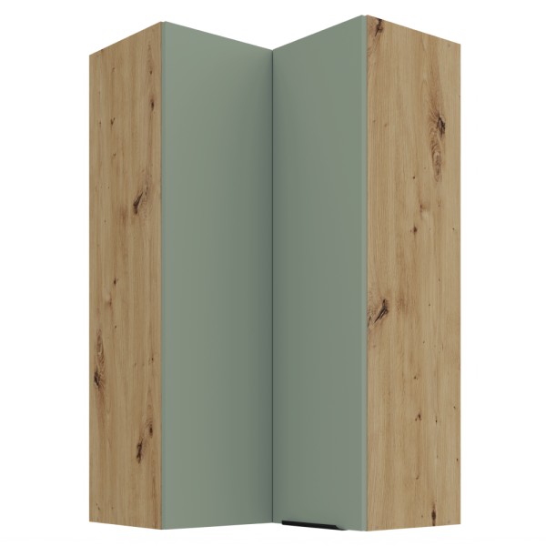 Dulăpior de colţ superior, aquamarine/stejar artisan, ARSANY 60x60 GN-108 2F