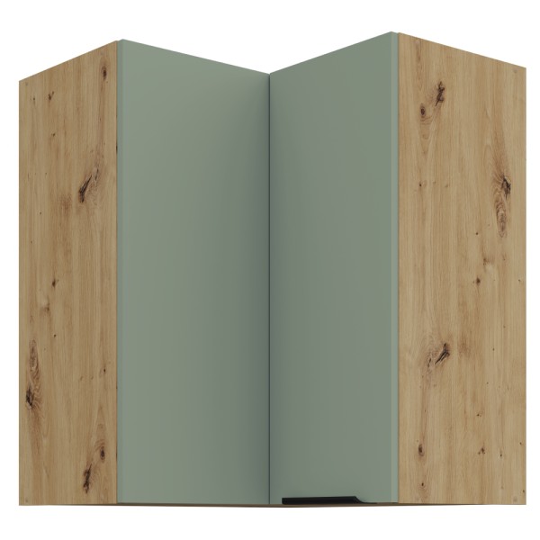 Dulăpior de colţ superior, aquamarine/stejar artisan, ARSANY 60x60 GN-72 2F