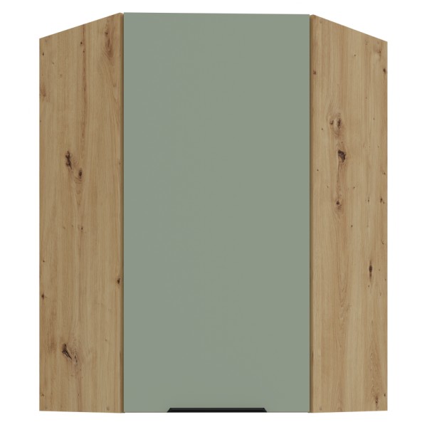 Dulăpior de colţ superior, aquamarine/stejar artisan, ARSANY 60x60 GN-90 1F