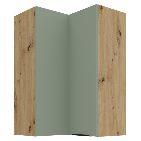 Dulăpior de colţ superior, aquamarine/stejar artisan, ARSANY 60x60 GN-90 2F