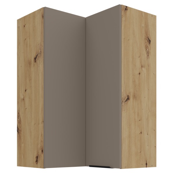 Dulăpior de colţ superior, sandgrau/stejar artisan, FRISBO 60x60 GN-90 2F