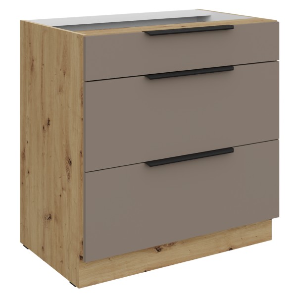 Dulăpior inferior, sandgrau/stejar artisan, FRISBO 80 D 3S BB