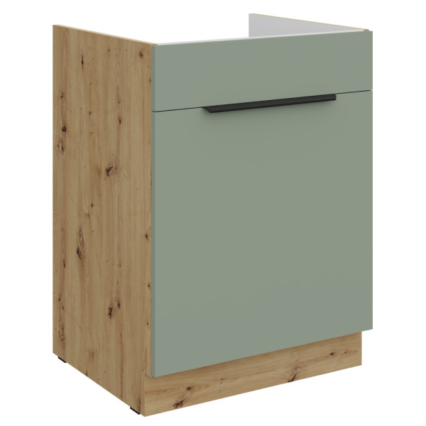 Dulăpior pentru chiuvetă, aquamarine/stejar artisan, ARSANY 60 ZL 1S BB