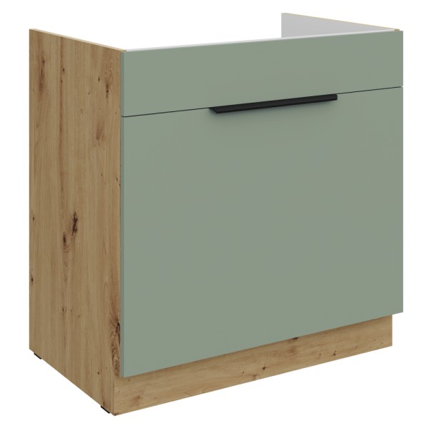 Dulăpior pentru chiuvetă, aquamarine/stejar artisan, ARSANY 80 ZL 1S BB