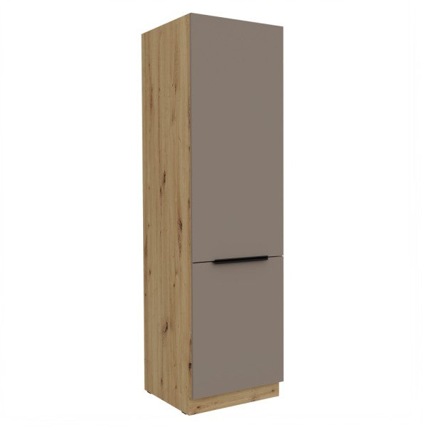 Dulăpior pentru frigider încorporabil, sandgrau/stejar artisan, FRISBO 60 LO-210 2F