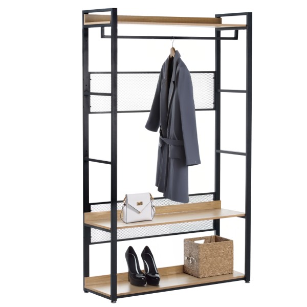 Etajeră cu rafturi, stejar/negru, KILOS NEW TIP 2