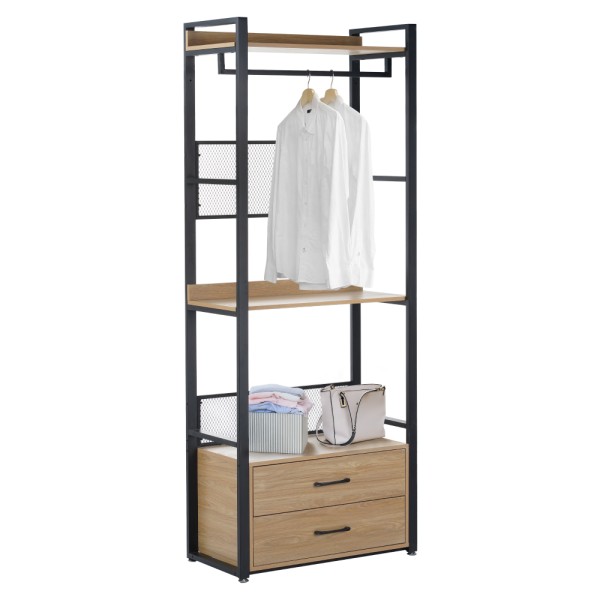 Etajeră cu sertare, stejar/negru, KILOS NEW TIP 1