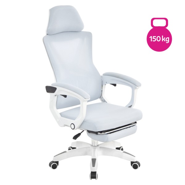 Fotoliu de birou, gri deschis/alb, portanţă 150 kg, MALVIN