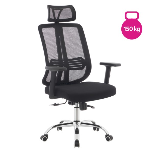 Fotoliu de birou, negru/crom, portanţă 150 kg, DUVAL