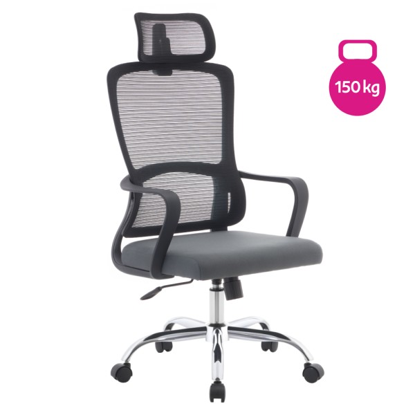 Fotoliu de birou, negru/gri/crom, portanţă 150 kg, RANDY