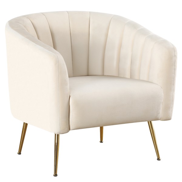 Fotoliu de design, ţesătură Velvet bej/gold crom-auriu, BAGY