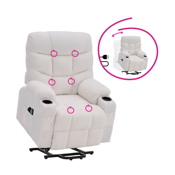 Fotoliu extensibil de masaj, alb, HUDSON