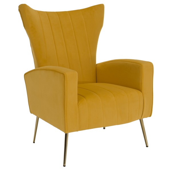Fotoliu relaxant, ţesătură Velvet galben, BARET