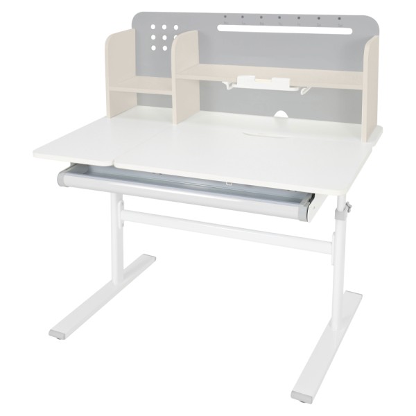 Masă de scris crescătoare, gri/alb, ODIN