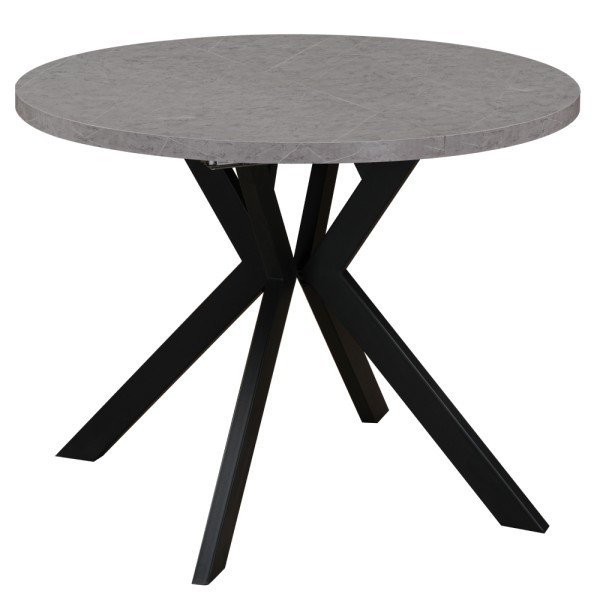 Masă de sufragerie extensibilă, beton deschis/negru, 100-250x75,5 cm, LUKOS