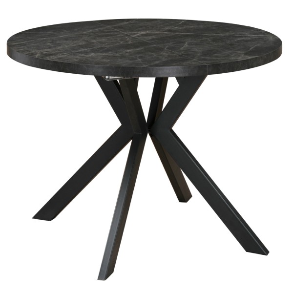 Masă de sufragerie extensibilă, beton închis/negru, 100-250x75,5 cm, LUKOS