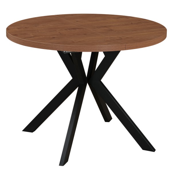Masă de sufragerie extensibilă, stejar închis/negru, 100-250x75,5 cm, LUKOS