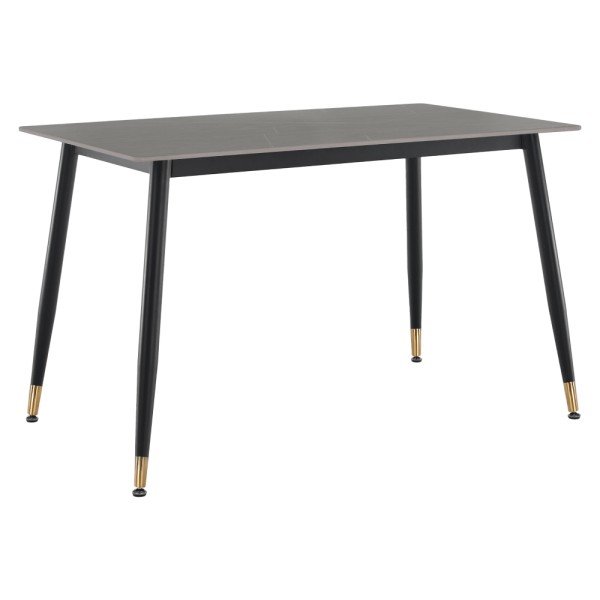 Masa de sufragerie, gri marmură/neagră/aur, 121x71 cm, FLORENC TIP 1