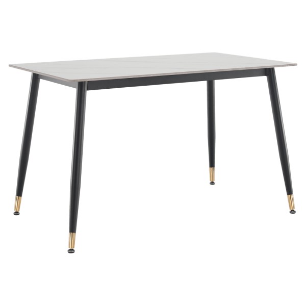 Masa de sufragerie, marmură albă/neagră/aur, 121x71 cm, FLORENC TIP 1