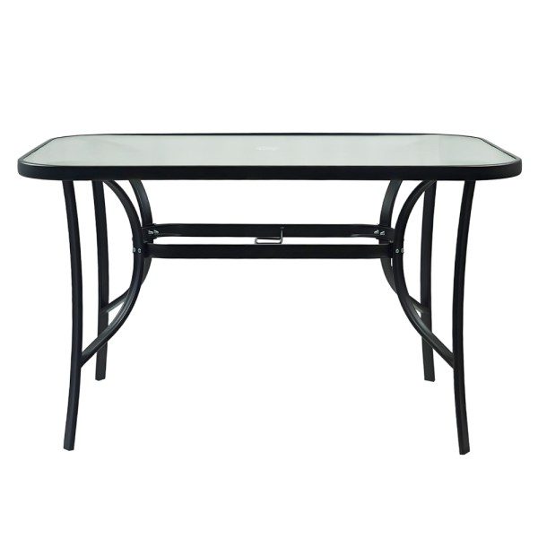 Masă de sufragerie, oţel negru/sticlă securizată, DEMAT NEW