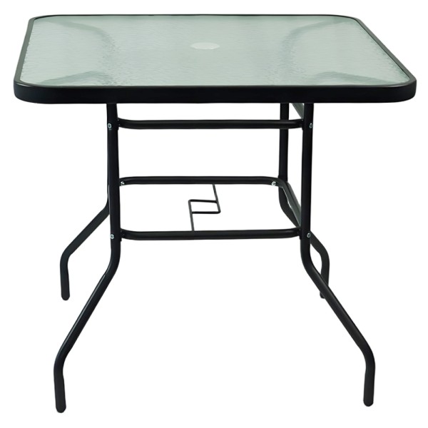 Masă de sufragerie, oţel negru/sticlă securizată, DEMAT NEW TYP 2